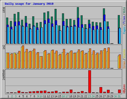 Daily usage for January 2010