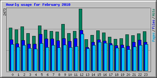 Hourly usage for February 2010